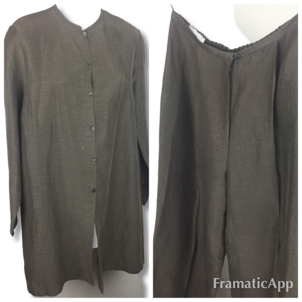 Eileen Fisher // sz small 2 piece linen silk suit